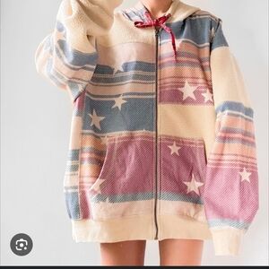 BDG Star Pattern Puffer Jacket - Cream, Blue, Pink